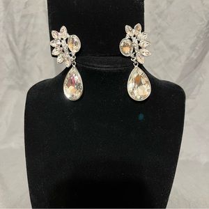 Silver and Rhinestone Clip Earrings